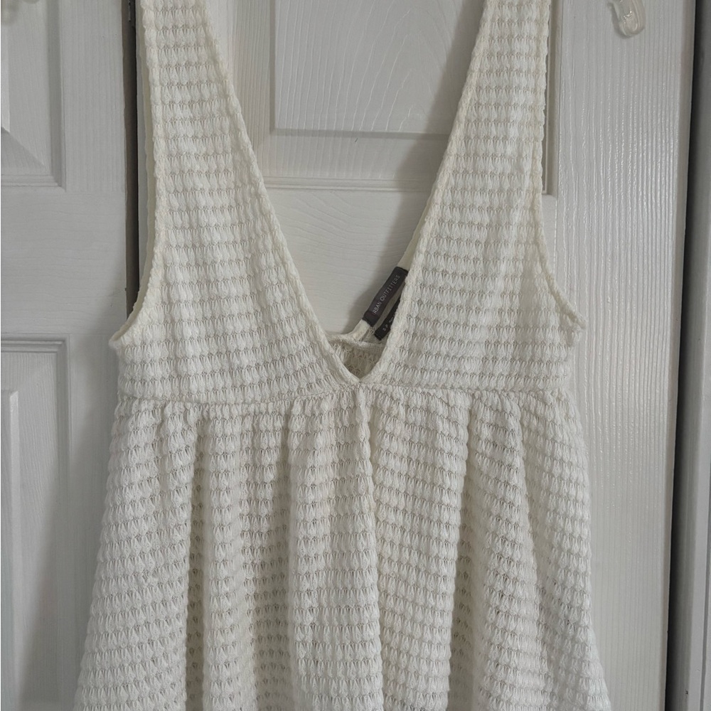 White Textured Sleeveless Top